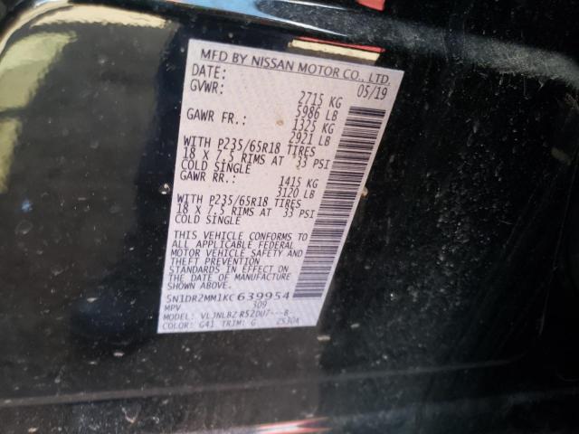 Photo 10 from auction – 2019 NISSAN PATHFINDER with VIN 5N1DR2MM1KC639954