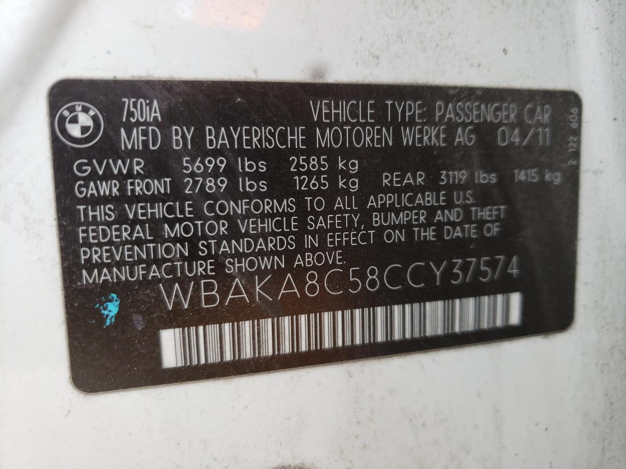 Photo 10 from auction – 2012 BMW ALPINA B7 with VIN WBAKA8C58CCY37574