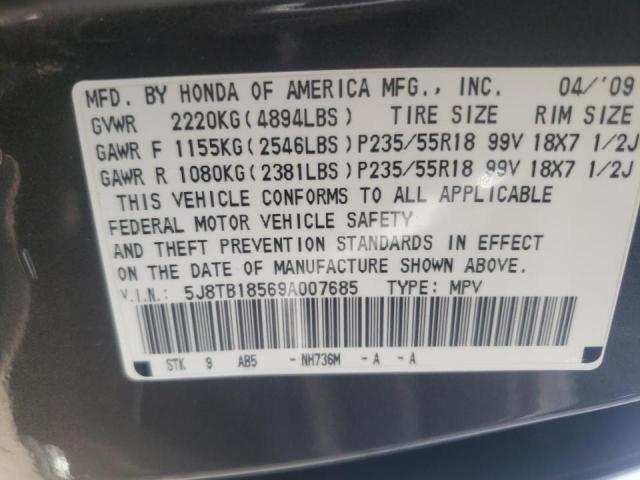 Photo 10 from auction – 2009 ACURA RDX TECHNO with VIN 5J8TB18569A007685