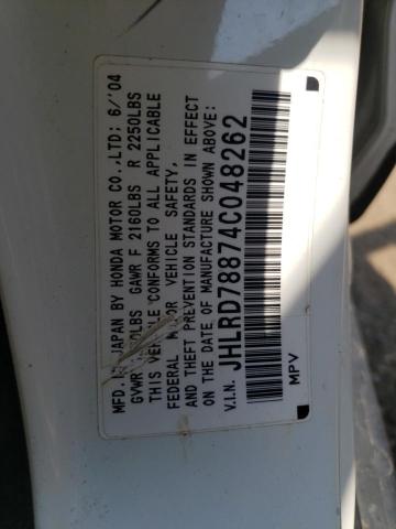 Photo 10 from auction – 2004 HONDA CR-V EX with VIN JHLRD78874C048262