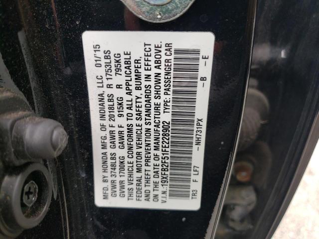 Photo 10 from auction – 2015 HONDA CIVIC LX with VIN 19XFB2F51FE228902