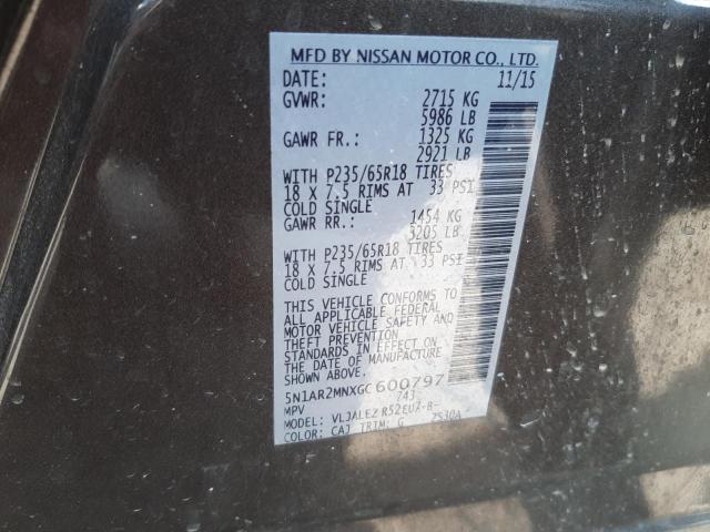 Photo 10 from auction – 2016 NISSAN PATHFINDER with VIN 5N1AR2MNXGC600797