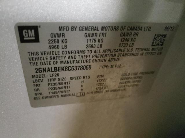 Photo 10 from auction – 2012 CHEVROLET EQUINOX LS with VIN 2GNALBEK8C6378068