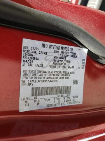 Photo 10 from auction – 2005 FORD EXPLORER X with VIN 1FMZU73K35ZA48351