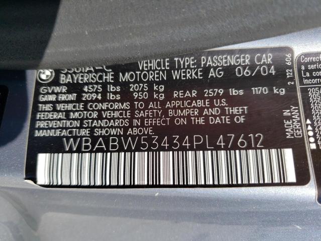 Photo 10 from auction – 2004 BMW 330 CI with VIN WBABW53434PL47612