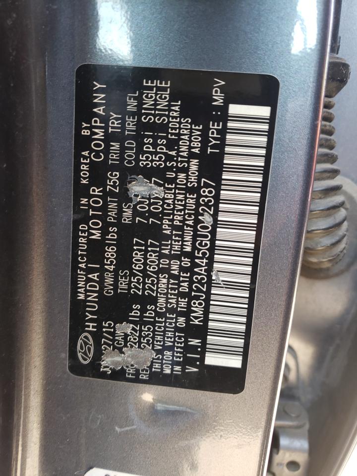 Photo 10 from auction – 2016 HYUNDAI TUCSON SE with VIN KM8J23A45GU042387
