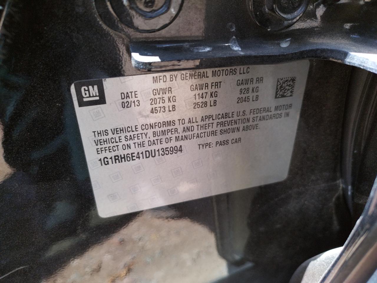 Photo 10 from auction – 2013 CHEVROLET VOLT with VIN 1G1RH6E41DU135994
