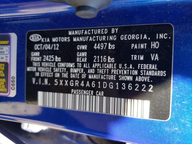 Photo 10 from auction – 2013 KIA OPTIMA SX with VIN 5XXGR4A61DG136222