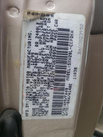 Photo 10 from auction – 2000 TOYOTA CAMRY with VIN 4T1BG22K7YU658056