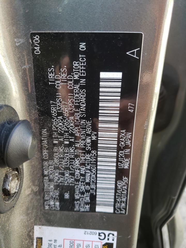 Photo 10 from auction – 2006 LEXUS GX 470 with VIN JTJBT20X560119158
