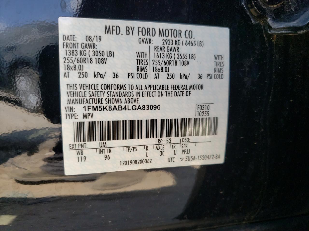 Photo 10 from auction – 2020 FORD EXPLORER P with VIN 1FM5K8AB4LGA83096