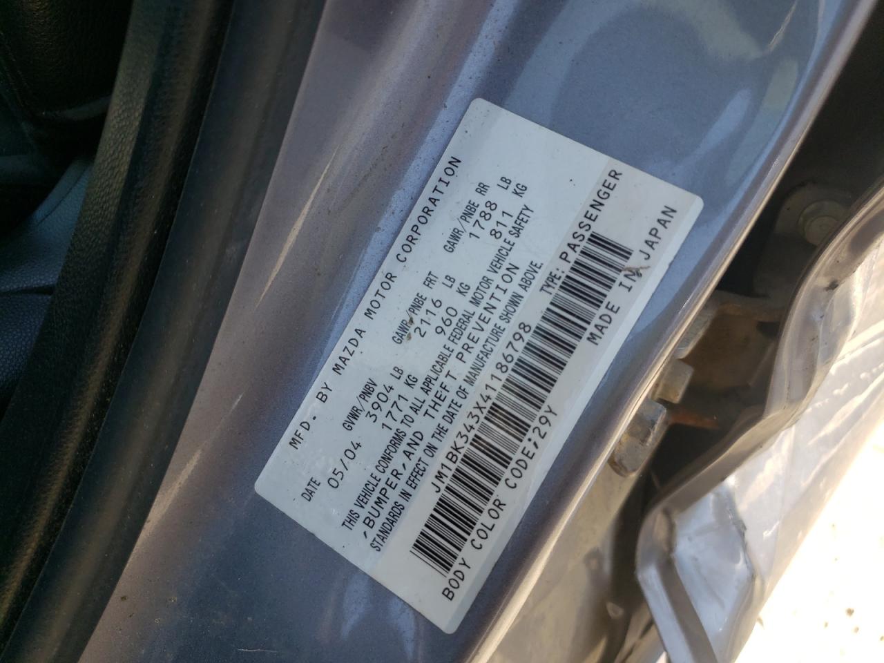 صورة رقم 10 من المزاد - 2004 MAZDA 3 HATCHBAC مع VIN JM1BK343X41186798