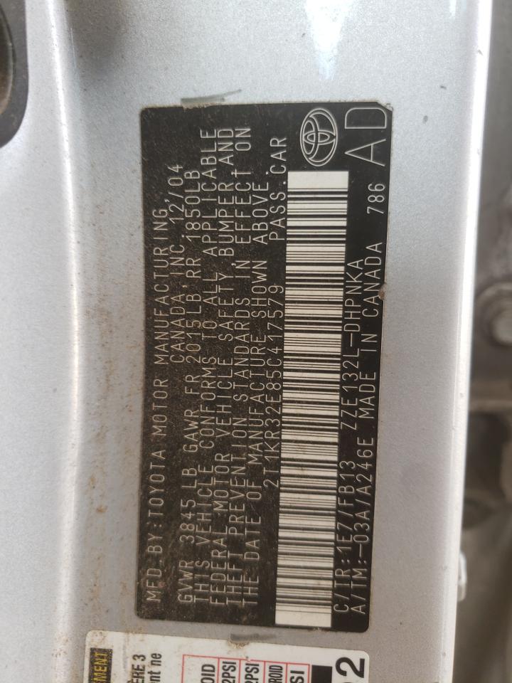Photo 10 from auction – 2005 TOYOTA COROLLA MA with VIN 2T1KR32E85C417579