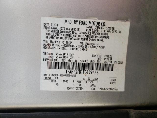 Photo 10 from auction – 2015 FORD TAURUS LIM with VIN 1FAHP2F81FG129555