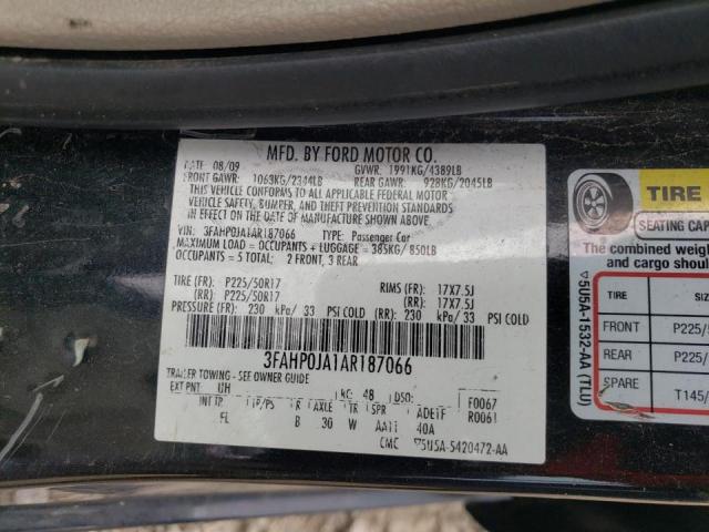 Photo 10 from auction – 2010 FORD FUSION SEL with VIN 3FAHP0JA1AR187066