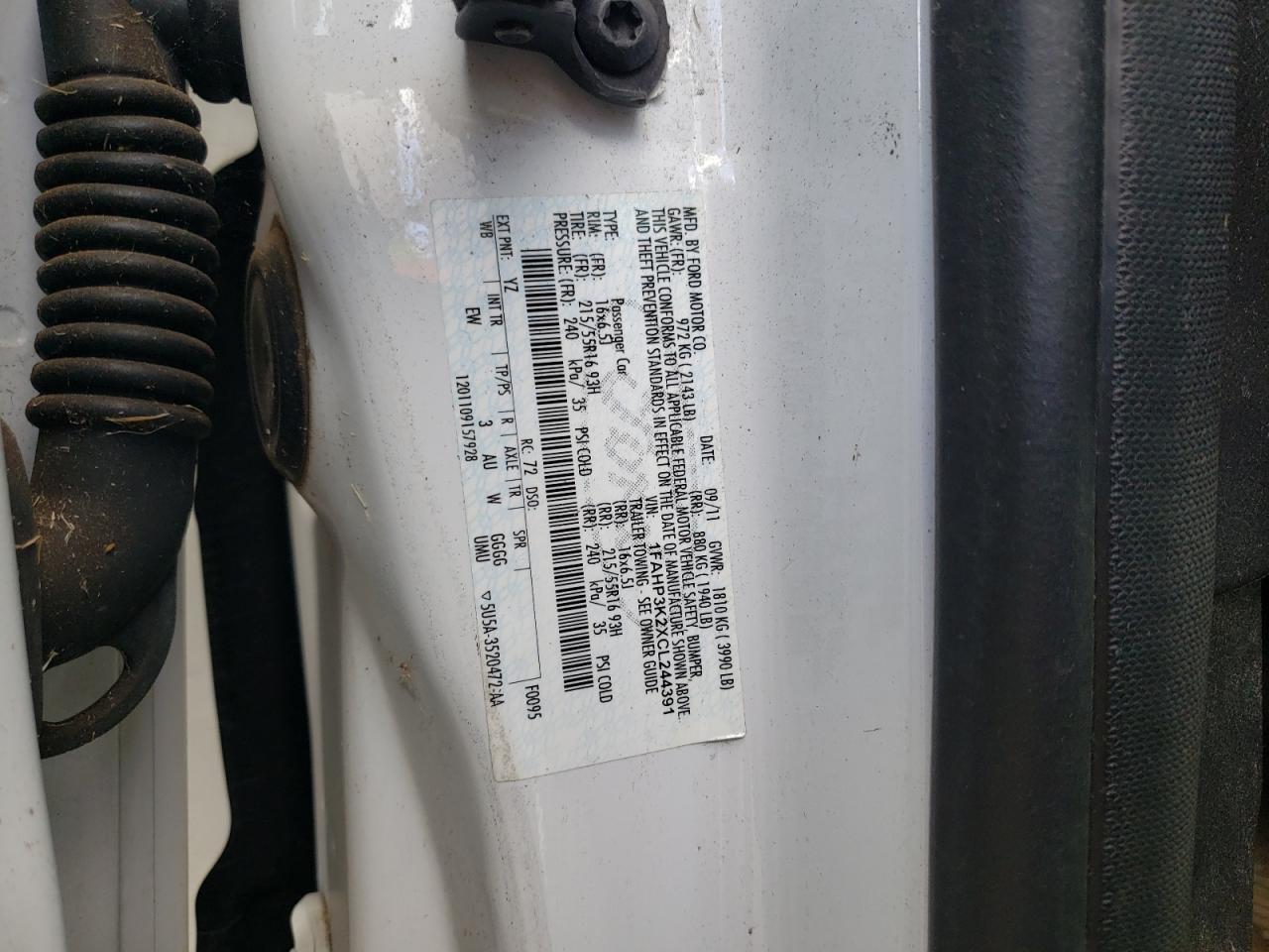 Photo 10 from auction – 2012 FORD FOCUS SE with VIN 1FAHP3K2XCL244391