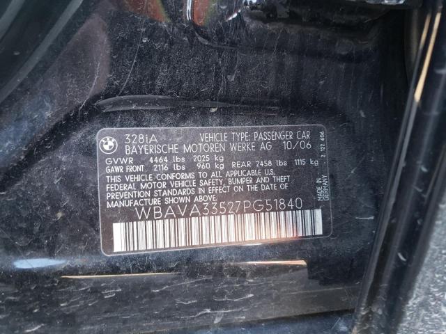 Photo 10 from auction – 2007 BMW 328 I with VIN WBAVA33527PG51840