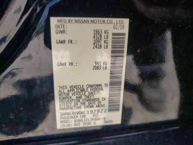 Photo 10 from auction – 2019 NISSAN ALTIMA SL with VIN 1N4BL4EV0KC197822