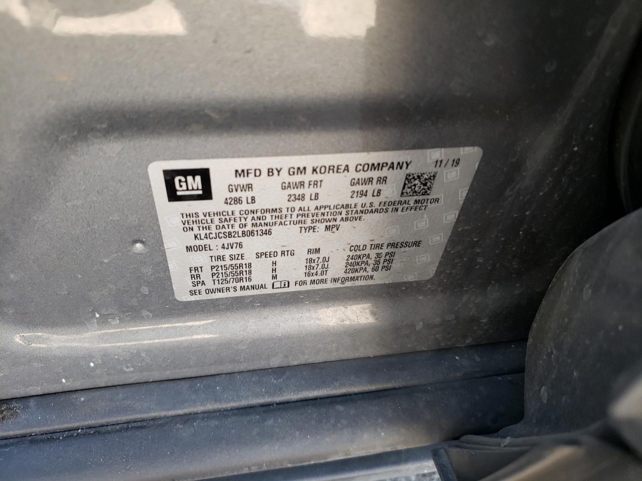 Photo 10 from auction – 2020 BUICK ENCORE ESS with VIN KL4CJCSB2LB061346