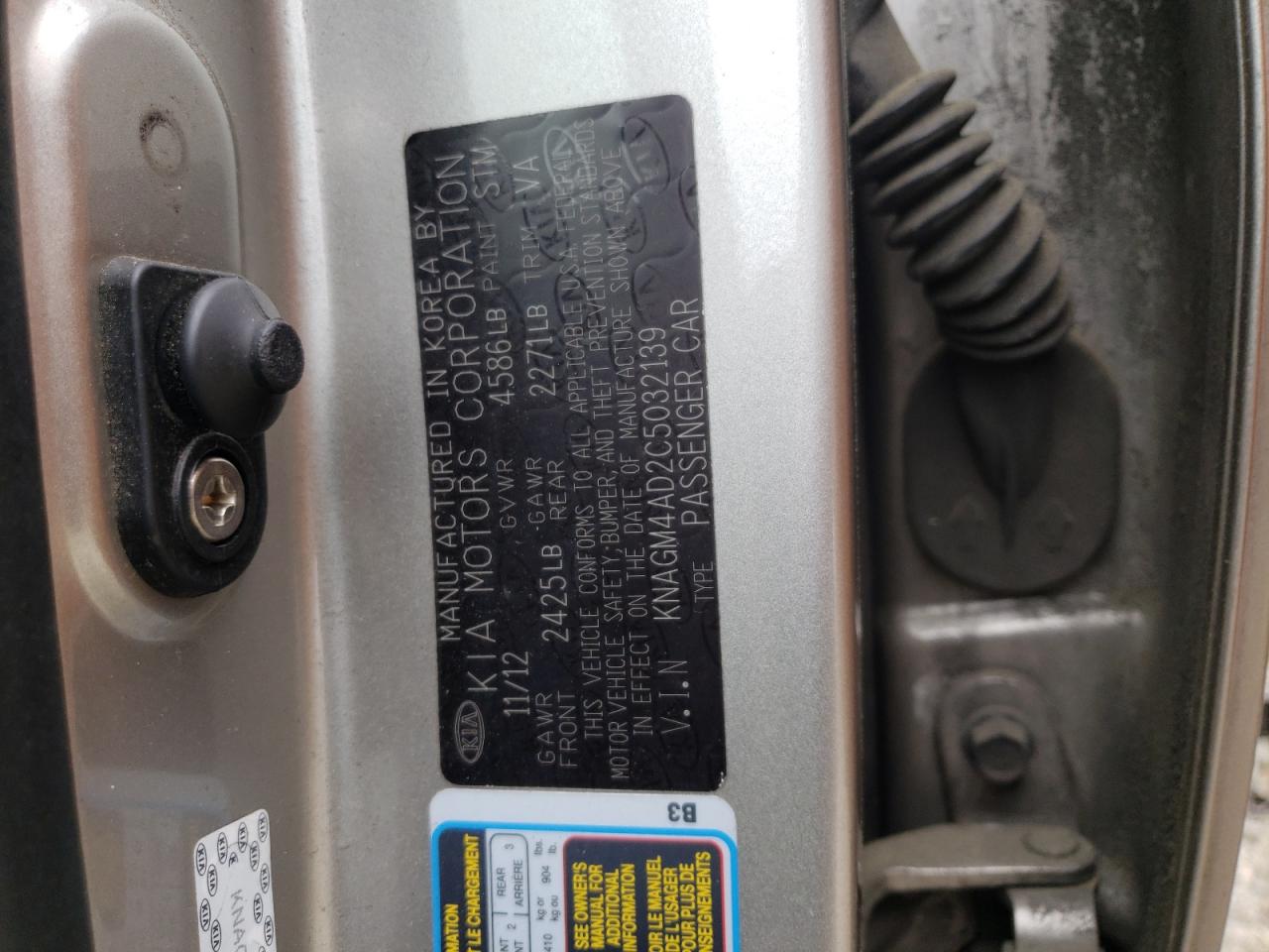 Photo 10 from auction – 2012 KIA OPTIMA HYB with VIN KNAGM4AD2C5032139