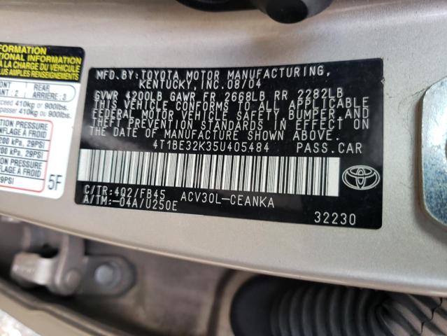 Photo 1 from auction – 2005 TOYOTA CAMRY LE with VIN 4T1BE32K35U405484