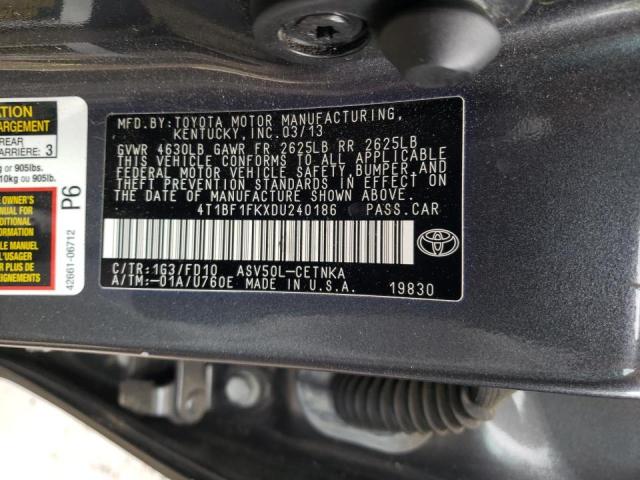 Photo 10 from auction – 2013 TOYOTA CAMRY L with VIN 4T1BF1FKXDU240186