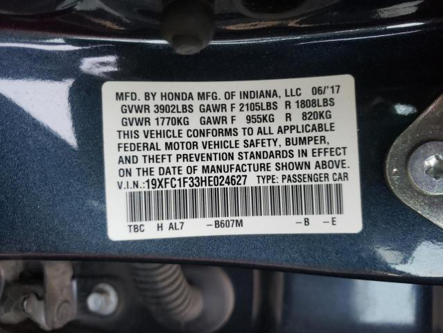 Photo 10 from auction – 2017 HONDA CIVIC EX with VIN 19XFC1F33HE024627