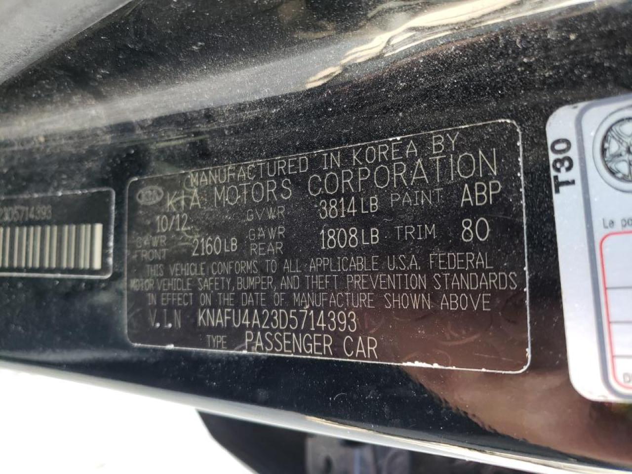 Photo 10 from auction – 2013 KIA FORTE EX with VIN KNAFU4A23D5714393