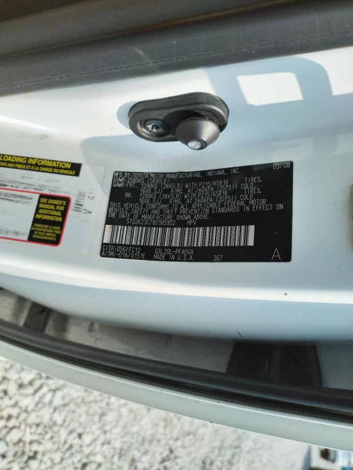 Photo 10 from auction – 2008 TOYOTA SIENNA CE with VIN 5TDZK23C78S185952
