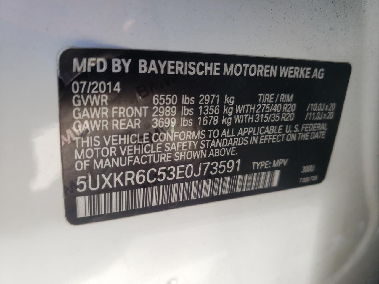 Photo 10 from auction – 2014 BMW X5 XDRIVE5 with VIN 5UXKR6C53E0J73591