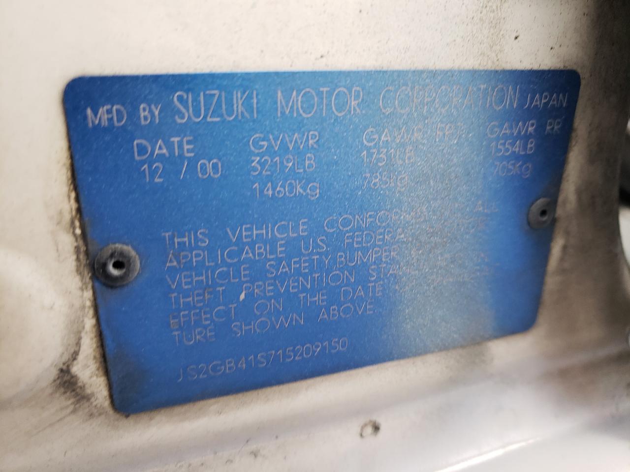Photo 10 from auction – 2001 SUZUKI ESTEEM GL with VIN JS2GB41S715209150