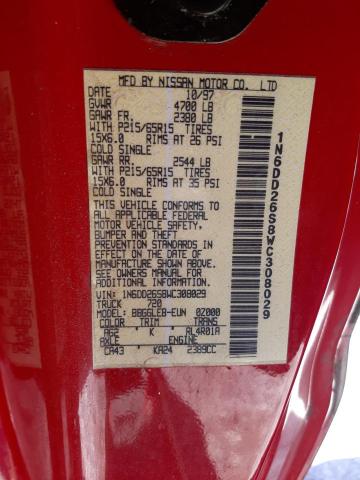 Photo 10 from auction – 1998 NISSAN FRONTIER K with VIN 1N6DD26S8WC308029