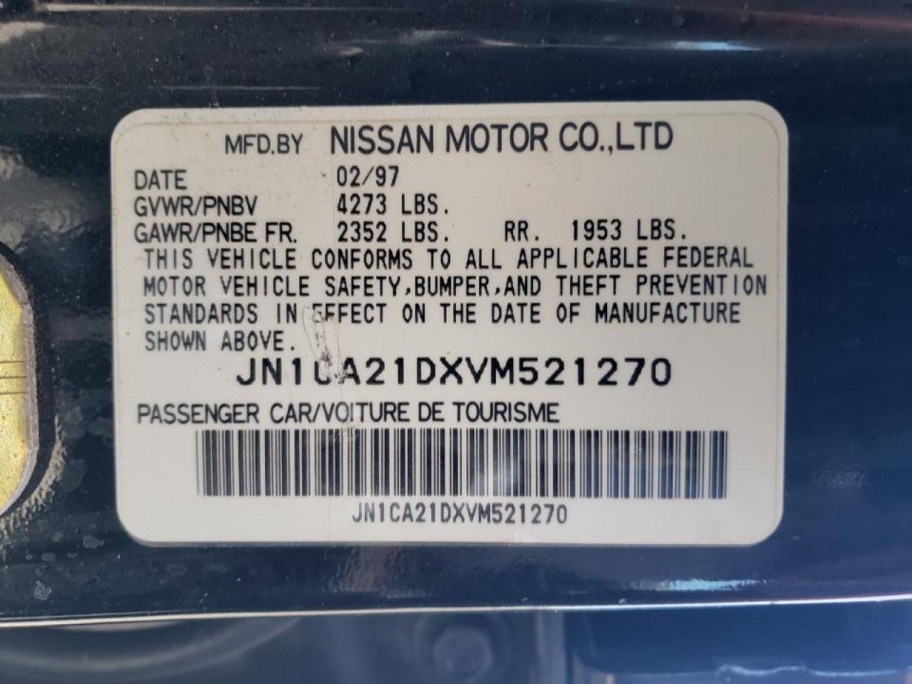 Photo 10 from auction – 1997 NISSAN MAXIMA GLE with VIN JN1CA21DXVM521270