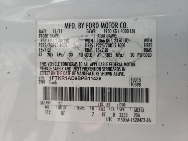 Photo 10 from auction – 2011 FORD RANGER with VIN 1FTKR1AD9BPB11436