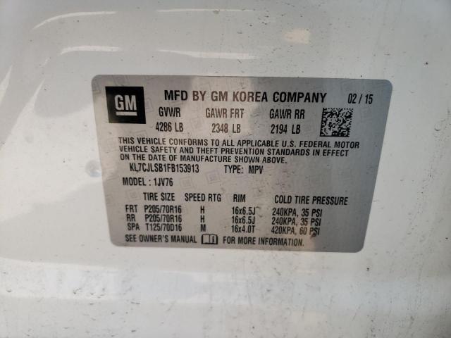Photo 10 from auction – 2015 CHEVROLET TRAX 1LT with VIN KL7CJLSB1FB153913