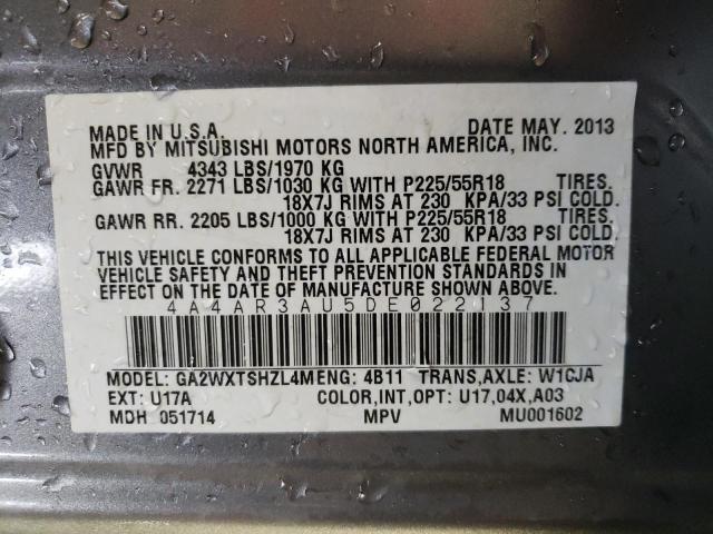 Photo 10 from auction – 2013 MITSUBISHI OUTLANDER with VIN 4A4AR3AU5DE022137