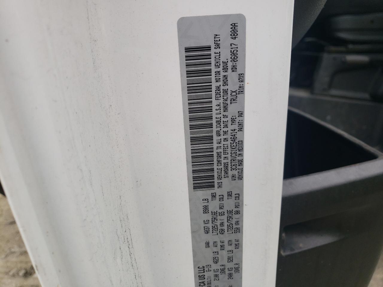 Photo 10 from auction – 2019 RAM PROMASTER with VIN 3C6TRVCG1KE546414
