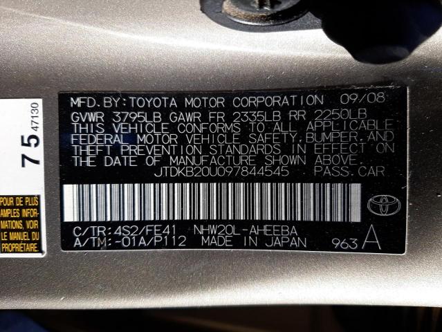 Photo 1 from auction – 2009 TOYOTA PRIUS with VIN JTDKB20U097844545