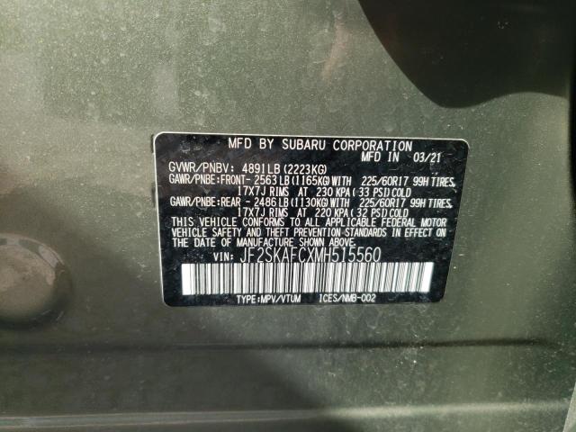 Photo 10 from auction – 2021 SUBARU FORESTER P with VIN JF2SKAFCXMH515560
