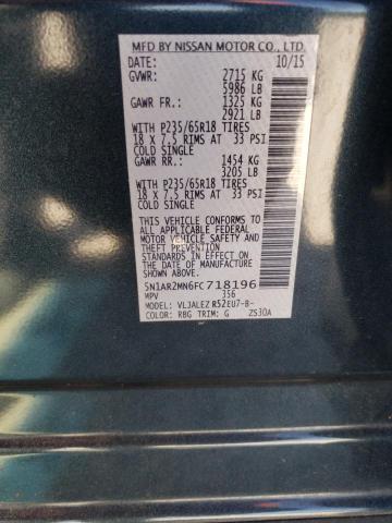 Photo 10 from auction – 2015 NISSAN PATHFINDER with VIN 5N1AR2MN6FC718196