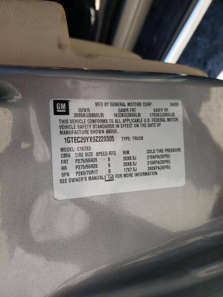 Photo 10 from auction – 2009 GMC SIERRA SLE with VIN 1GTEC29YX9Z220305