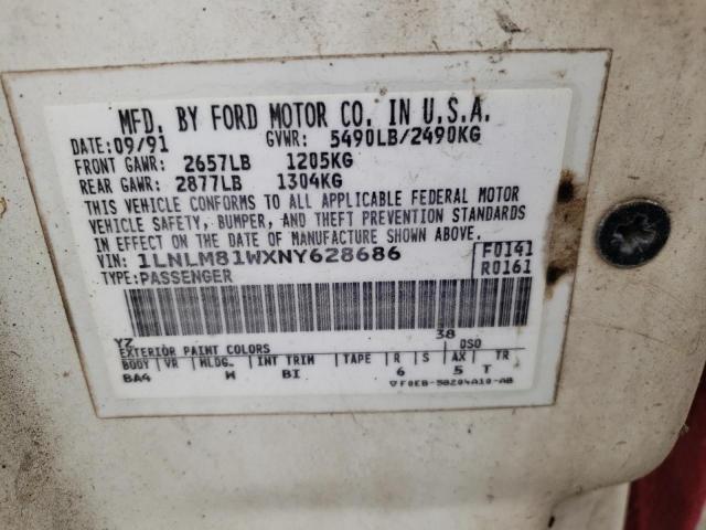 Photo 10 from auction – 1992 LINCOLN TOWN CAR E with VIN 1LNLM81WXNY628686