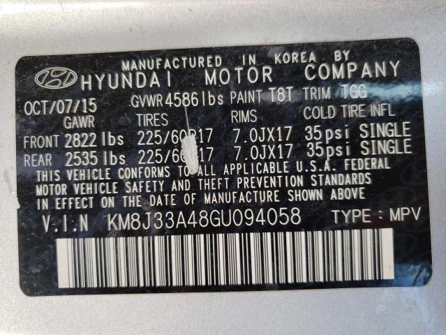 Photo 10 from auction – 2016 HYUNDAI TUCSON LIM with VIN KM8J33A48GU094058