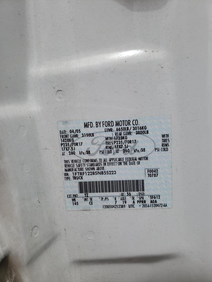 Zdjęcie 10 z aukcji – 2005 FORD F150 z VIN 1FTRF12285NB55223