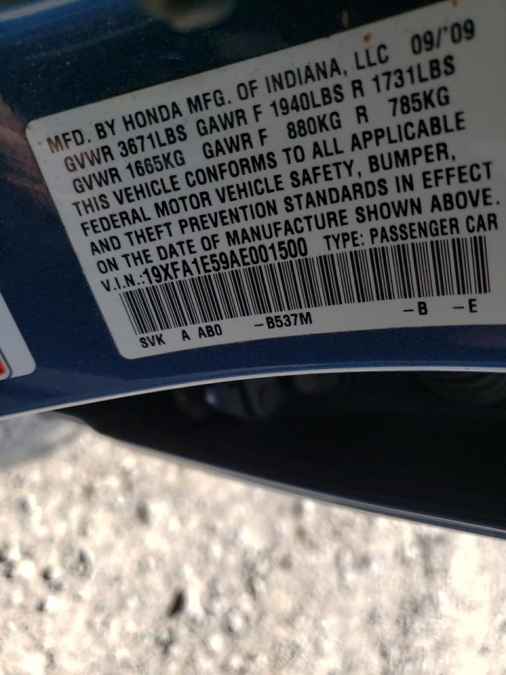 Photo 10 from auction – 2010 HONDA CIVIC LX with VIN 19XFA1E59AE001500