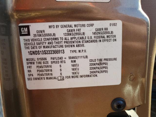 Photo 10 from auction – 2002 CHEVROLET TRAILBLAZE with VIN 1GNDS13S222366913