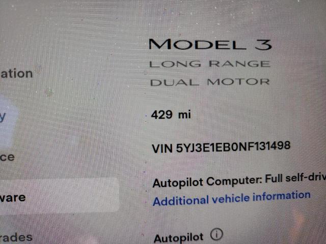Photo 8 from auction – 2022 TESLA MODEL 3 with VIN 5YJ3E1EB0NF131498