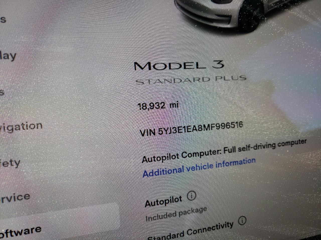 Photo 8 from auction – 2021 TESLA MODEL 3 with VIN 5YJ3E1EA8MF996516
