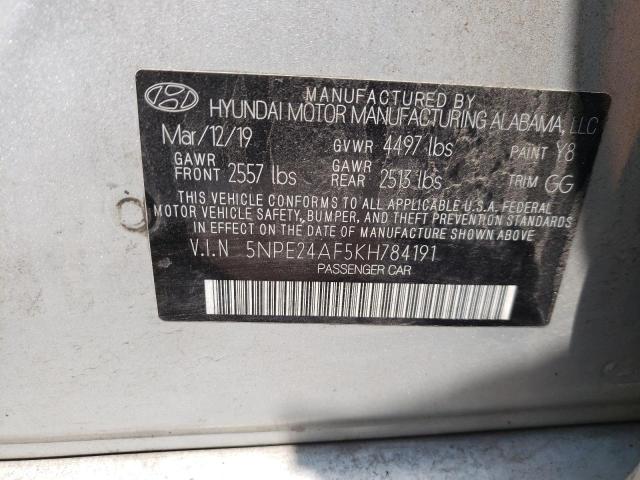 Photo 10 from auction – 2019 HYUNDAI SONATA SE with VIN 5NPE24AF5KH784191