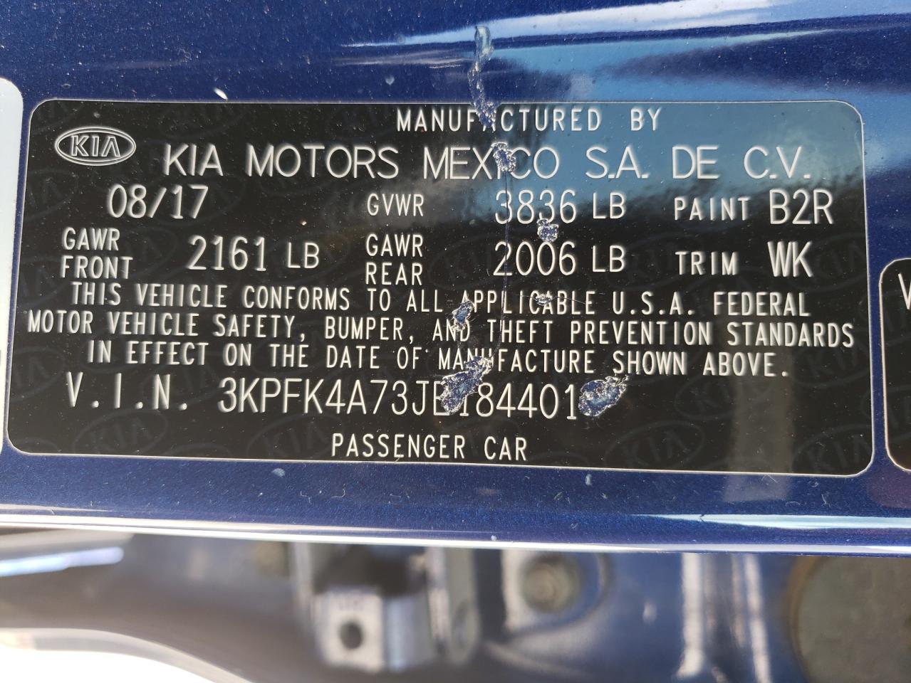 Photo 10 from auction – 2018 KIA FORTE LX with VIN 3KPFK4A73JE184401